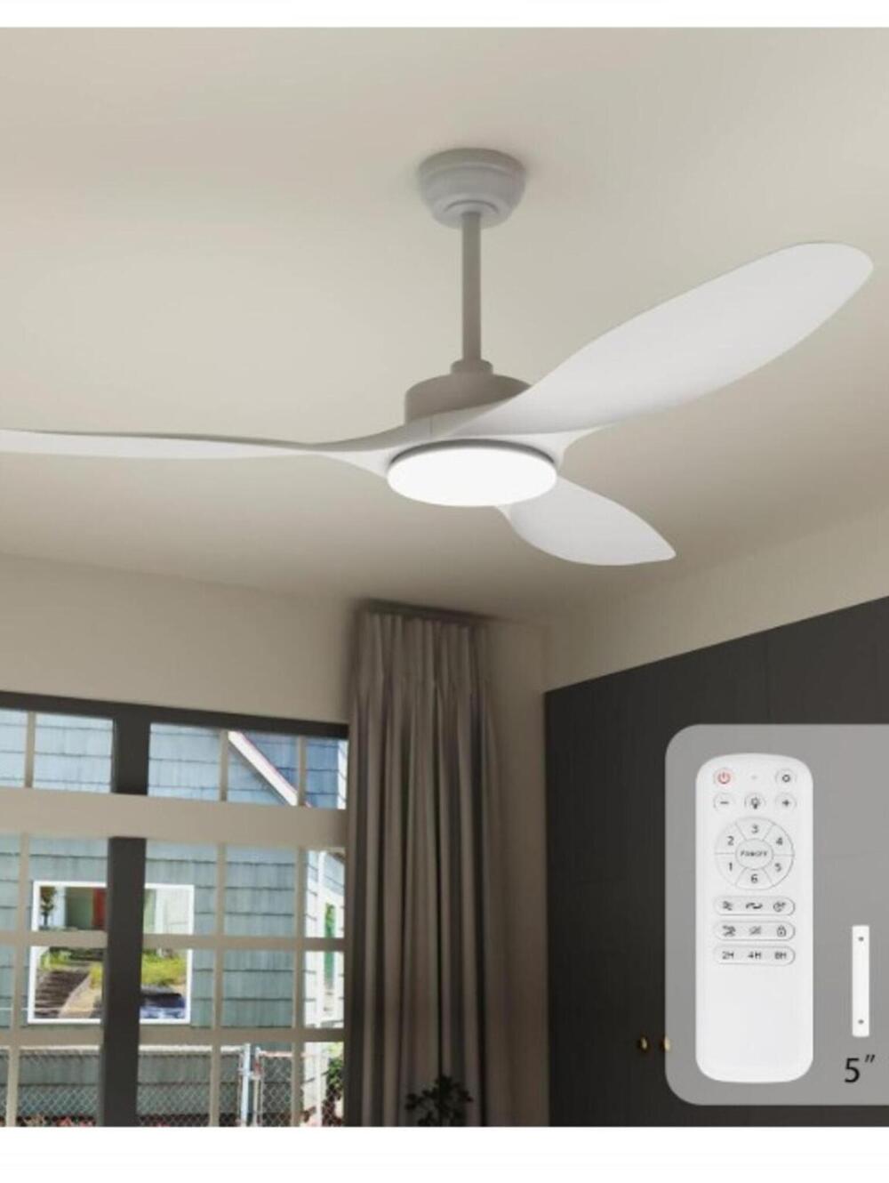 CEILING FAN: 52"-3 BLADES-WITH LIGHT-WHITE